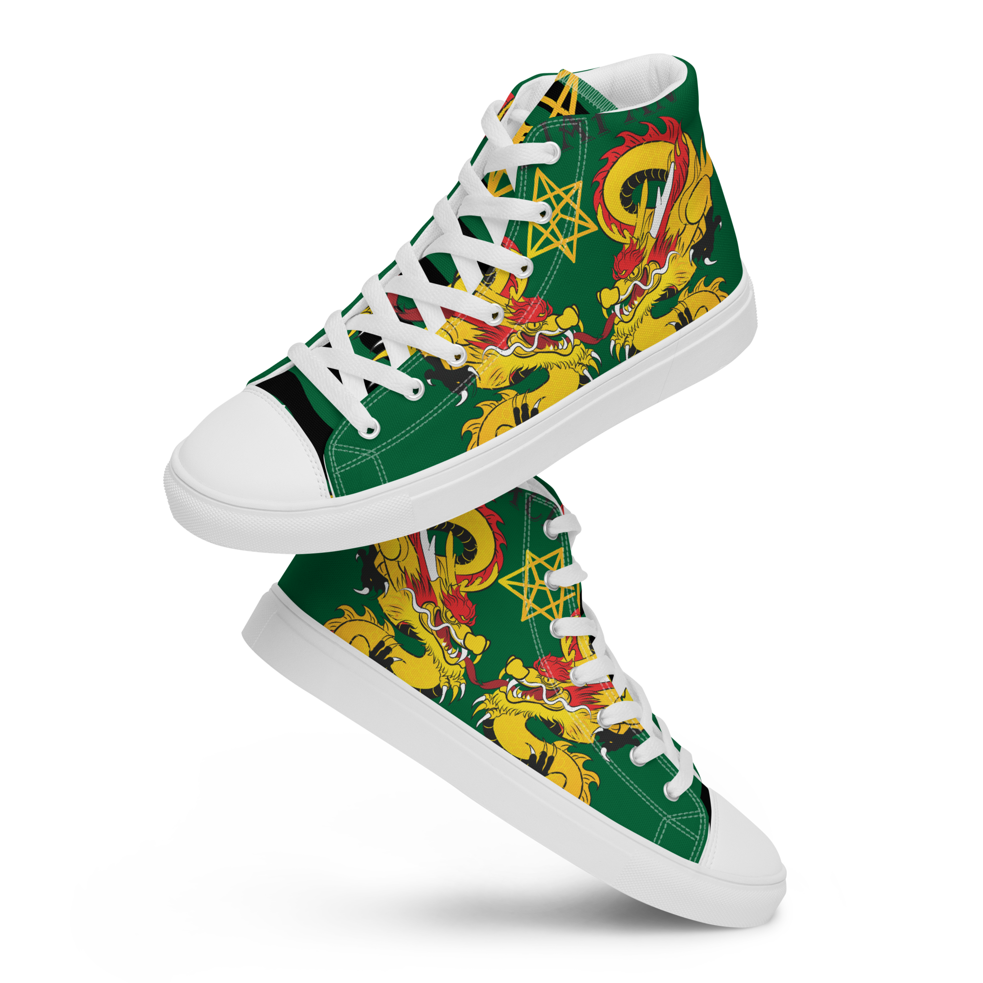 Logo Canvas Sneakers | Dragon Design High-Top Sneakers