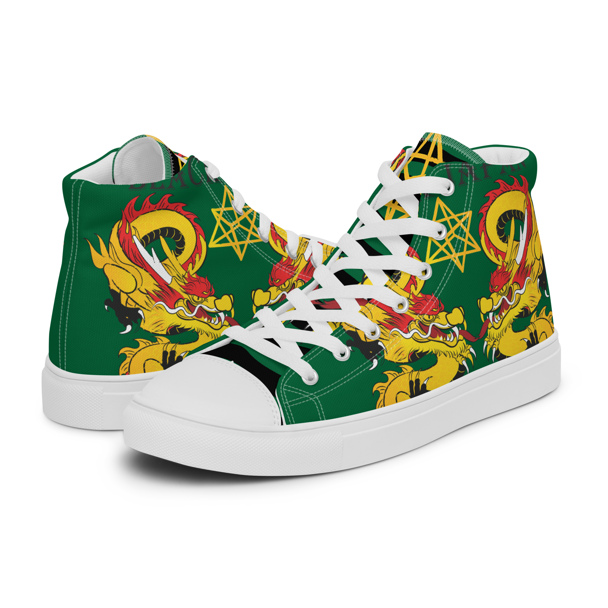 Logo Canvas Sneakers | Dragon Design High-Top Sneakers