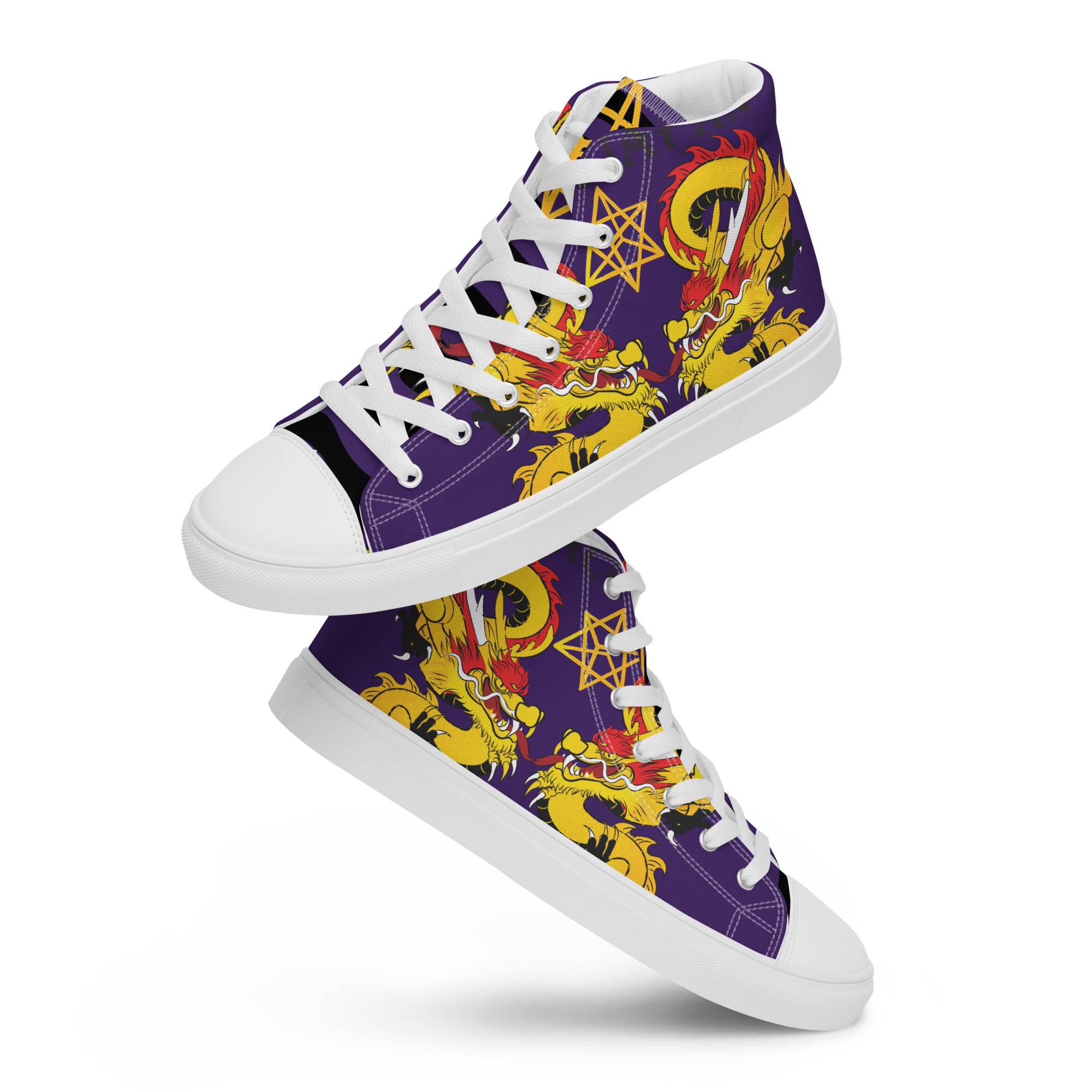 Logo Canvas Sneakers | Dragon Design High-Top Sneakers