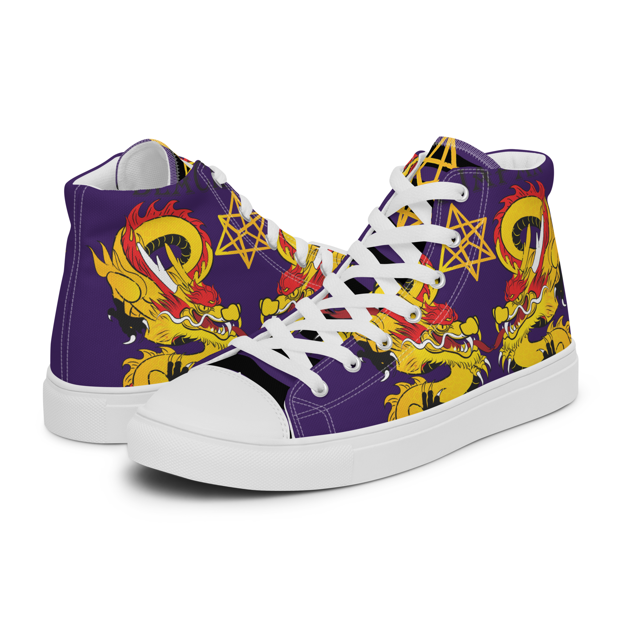 Logo Canvas Sneakers | Dragon Design High-Top Sneakers