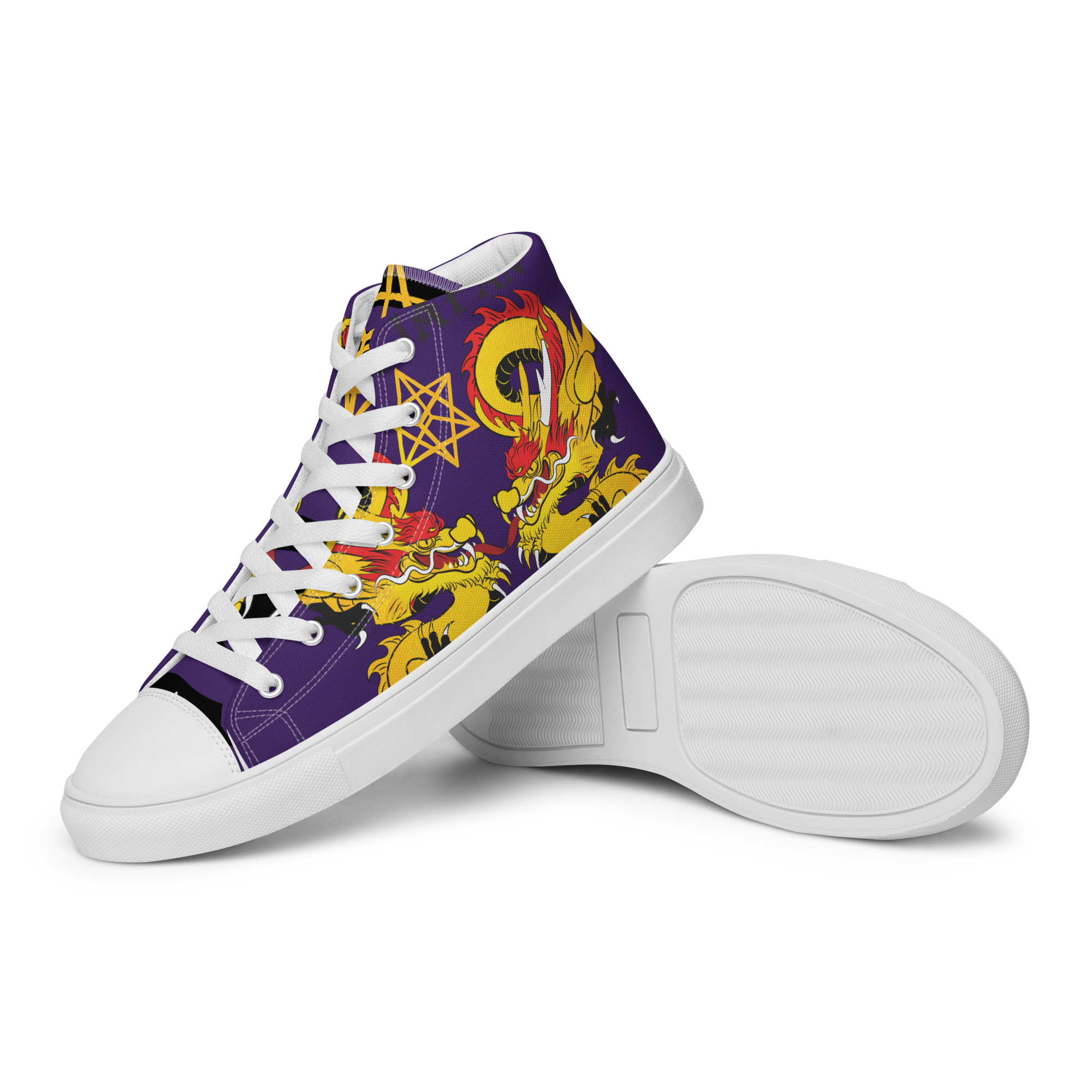 Logo Canvas Sneakers | Dragon Design High-Top Sneakers