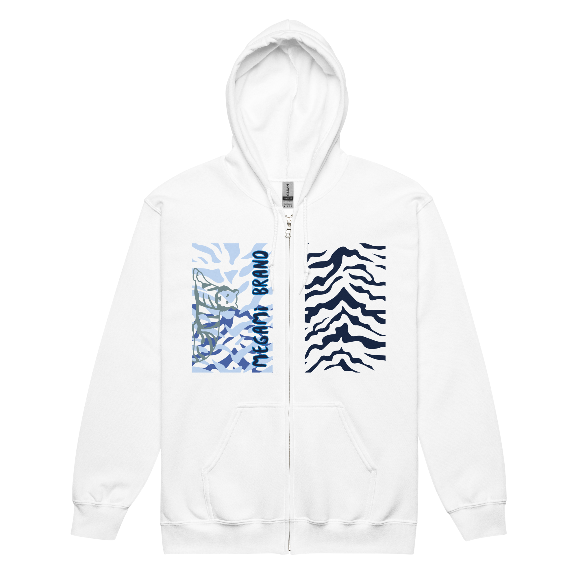 MB Tiger Hoodies | White Zip-Up Hoodie with Graphics
