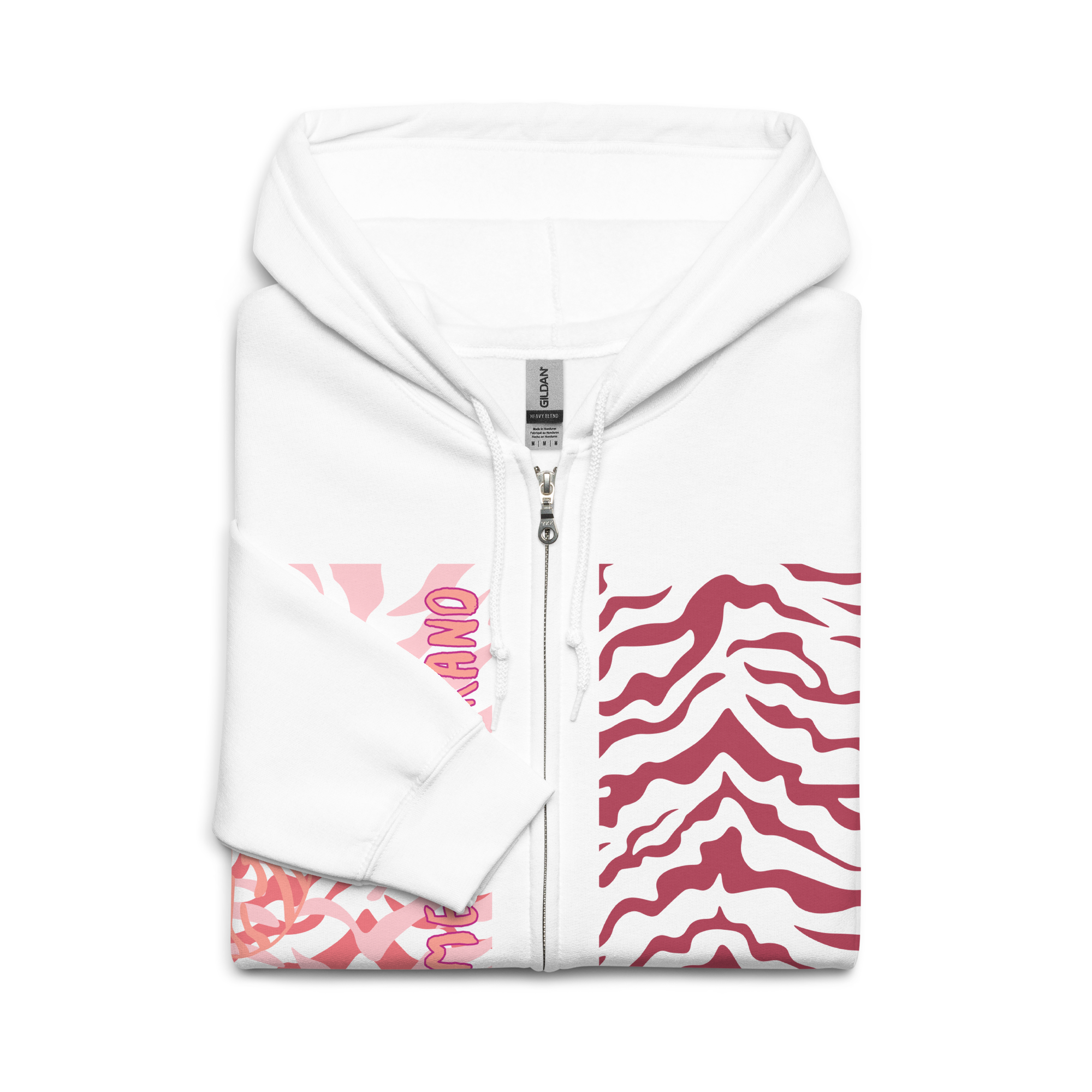 MB Tiger Hoodies | White Zip-Up Hoodie with Graphics