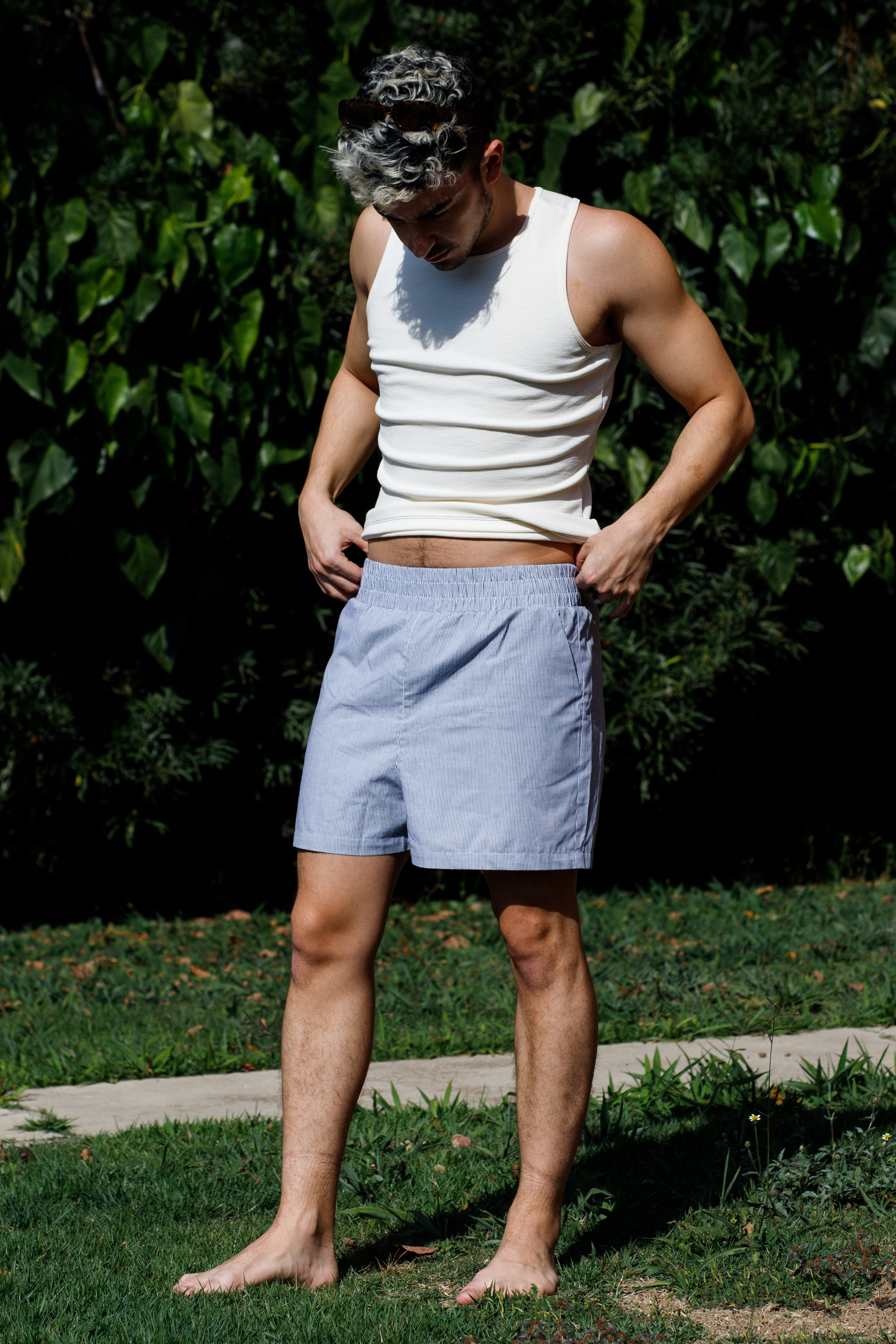 Short Samba Listrado Azul