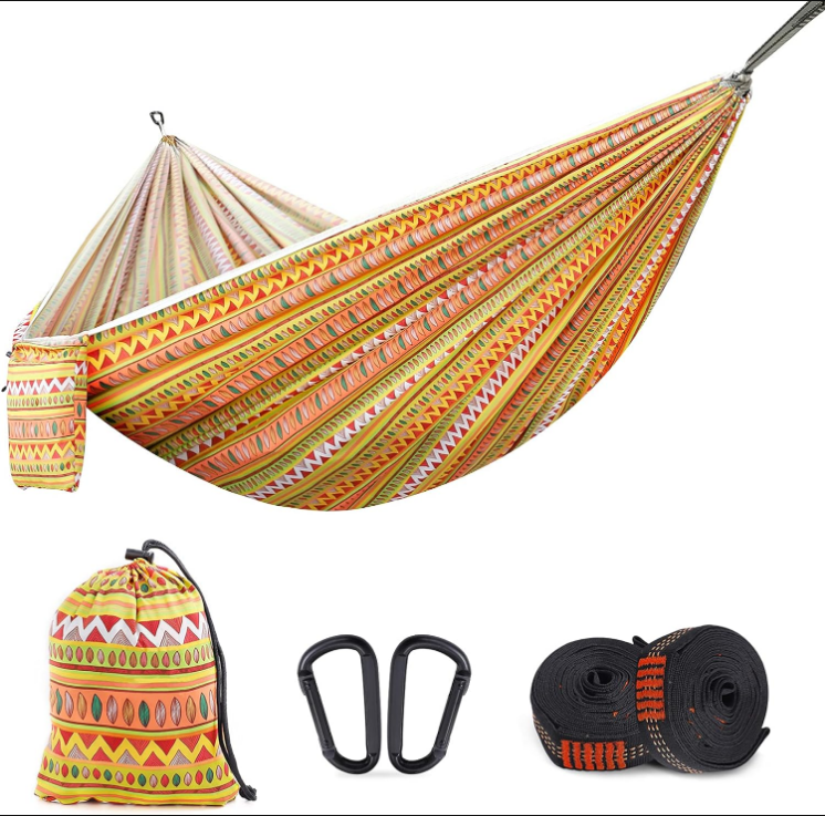 Camping Hammock Portable Double & Single Hammock, Outdoor Kids Hammock with 2 Tree Straps, Two Person Hammock Lightweight Hammock for Backpacking, Travel, Hiking, Beach, Camping Gear