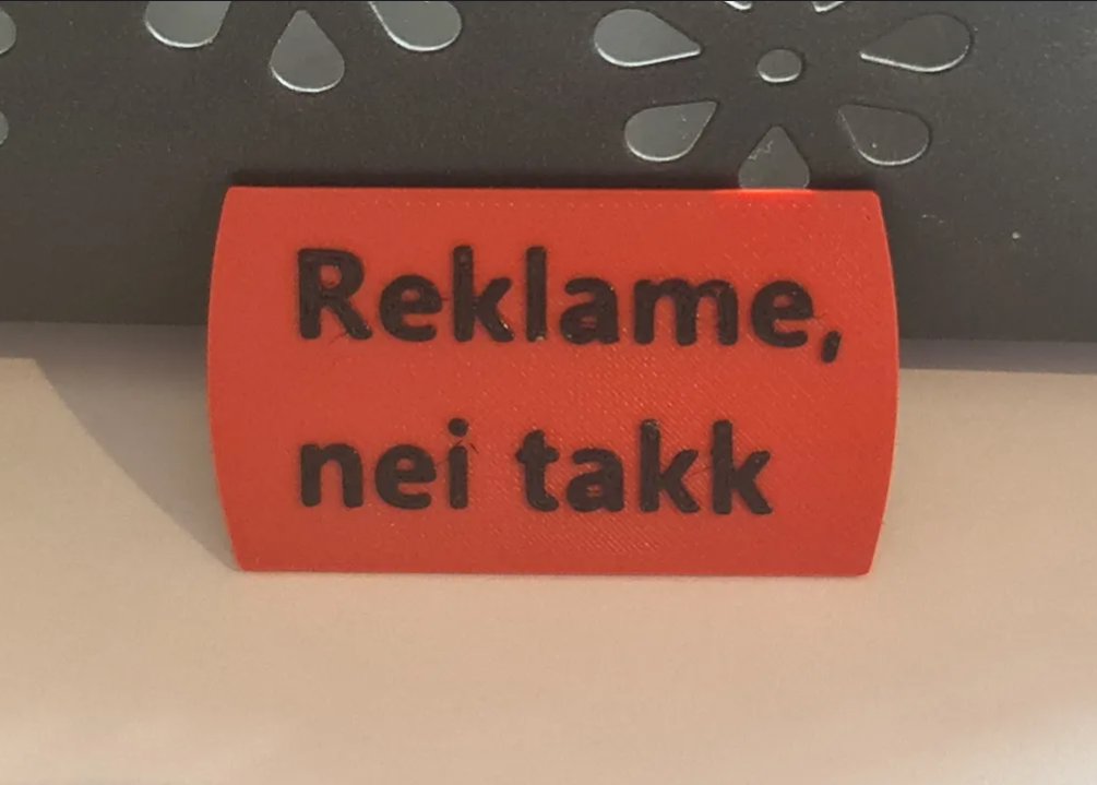 Skilt: Reklame, nei takk
