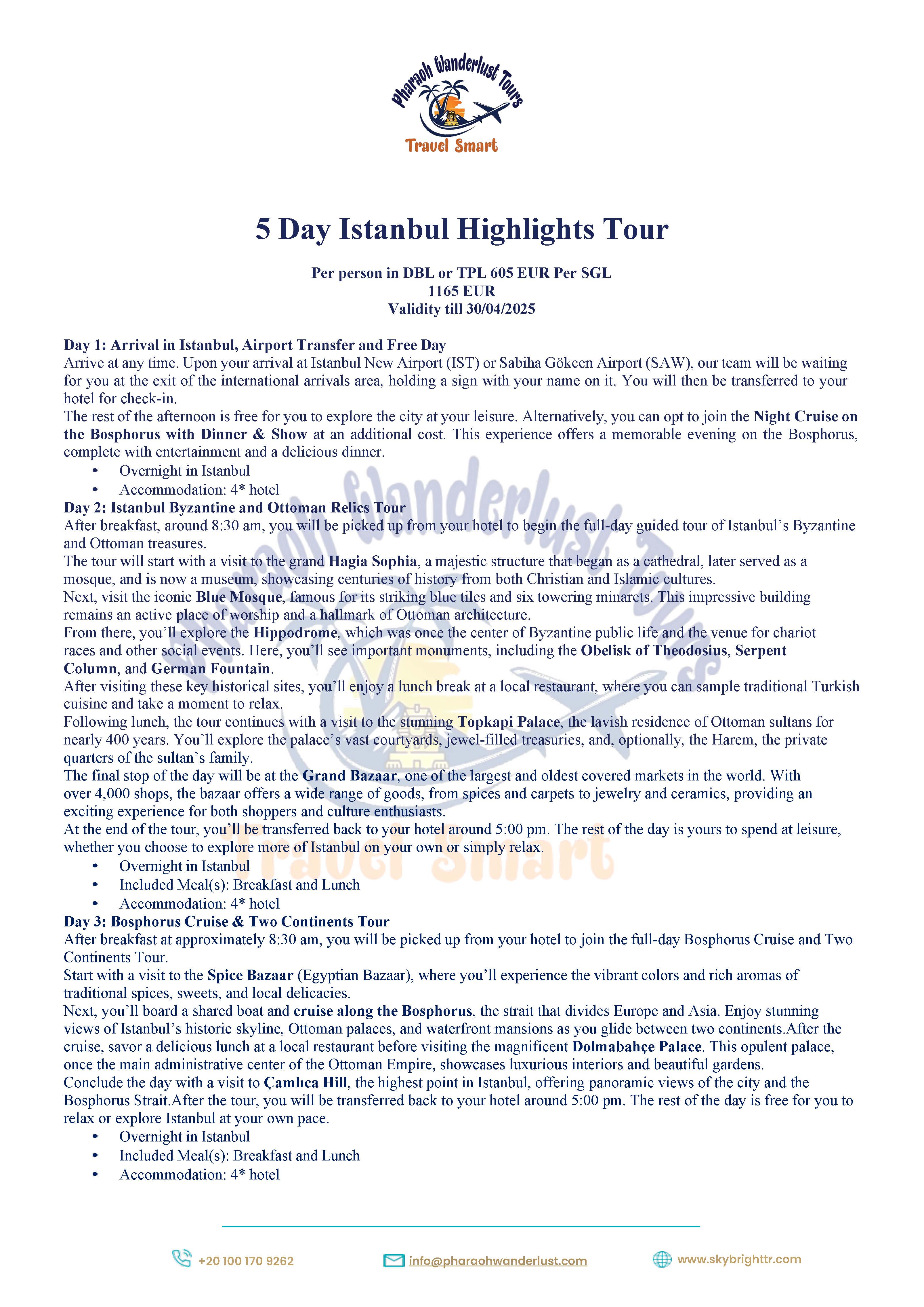 5 Day Istanbul Highlights Tour