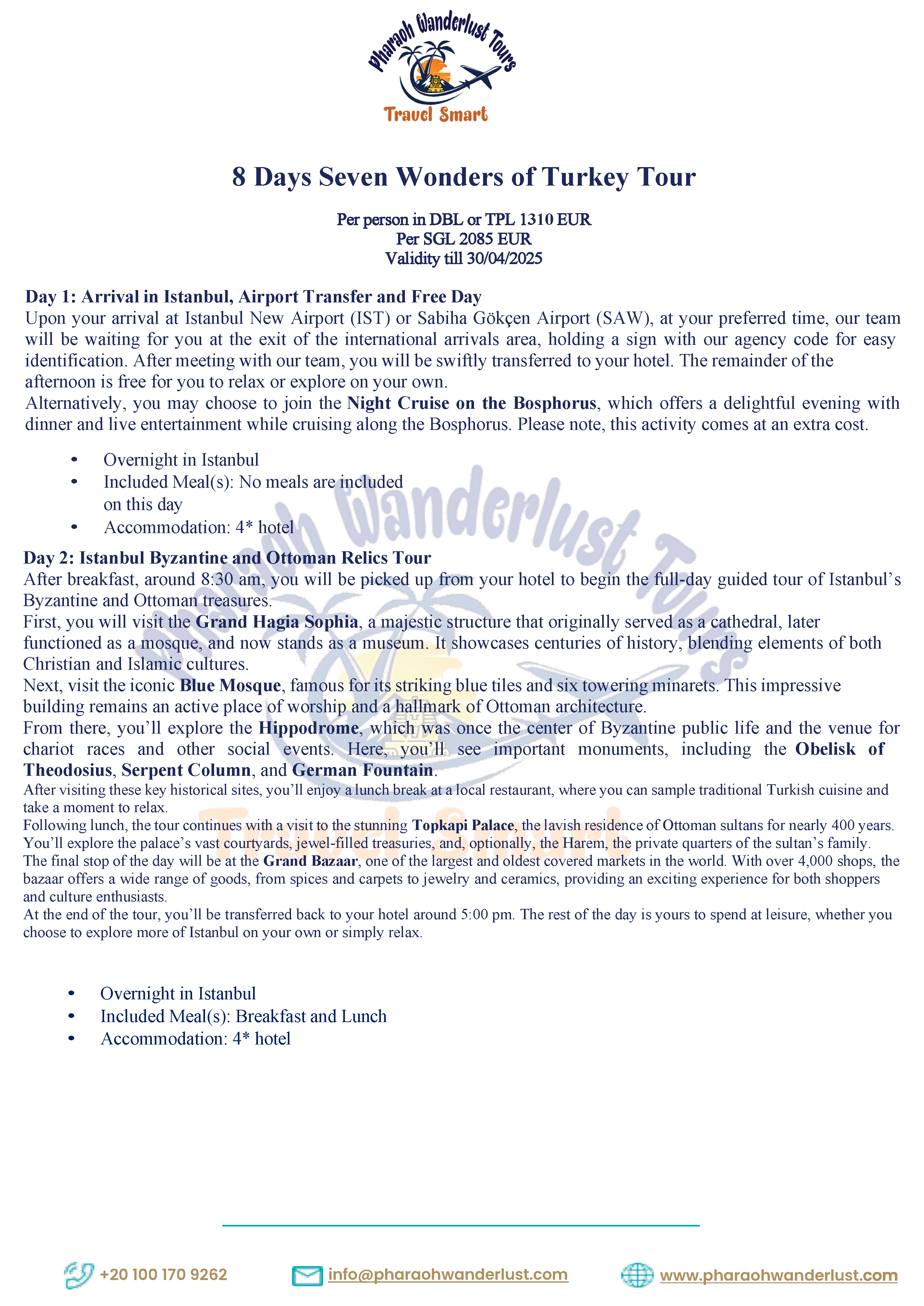 8 Days Seven Wonders of Turkey Tour