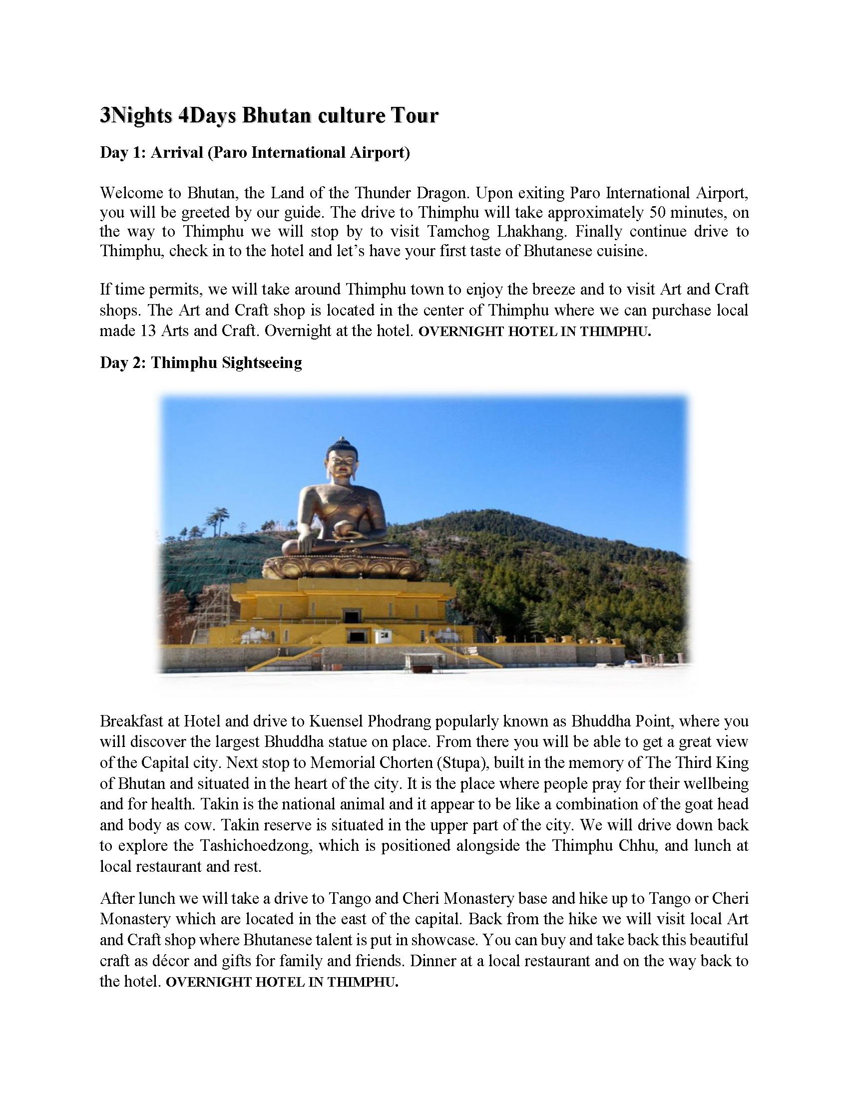 3Nights 4Days Bhutan Culture Tour