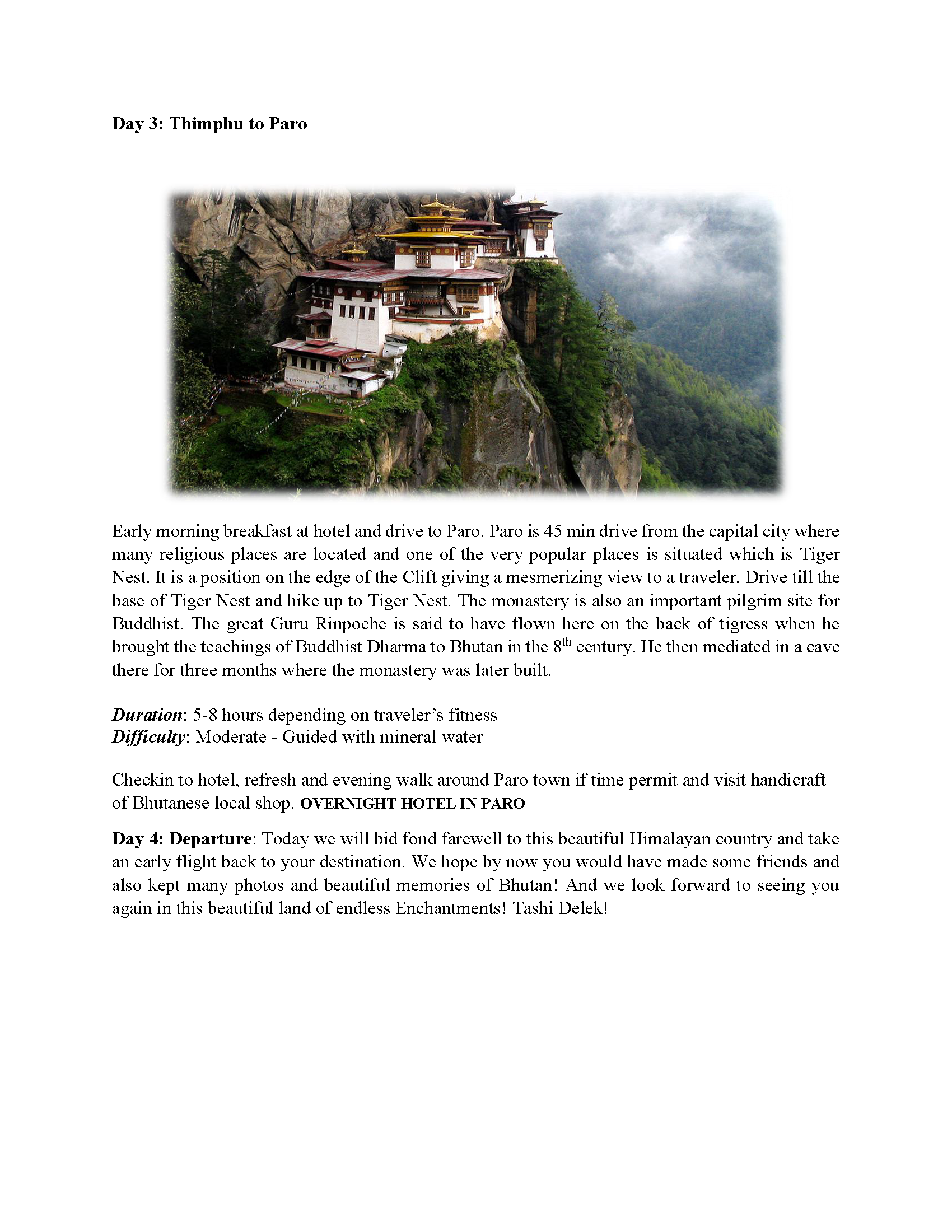3Nights 4Days Bhutan Culture Tour