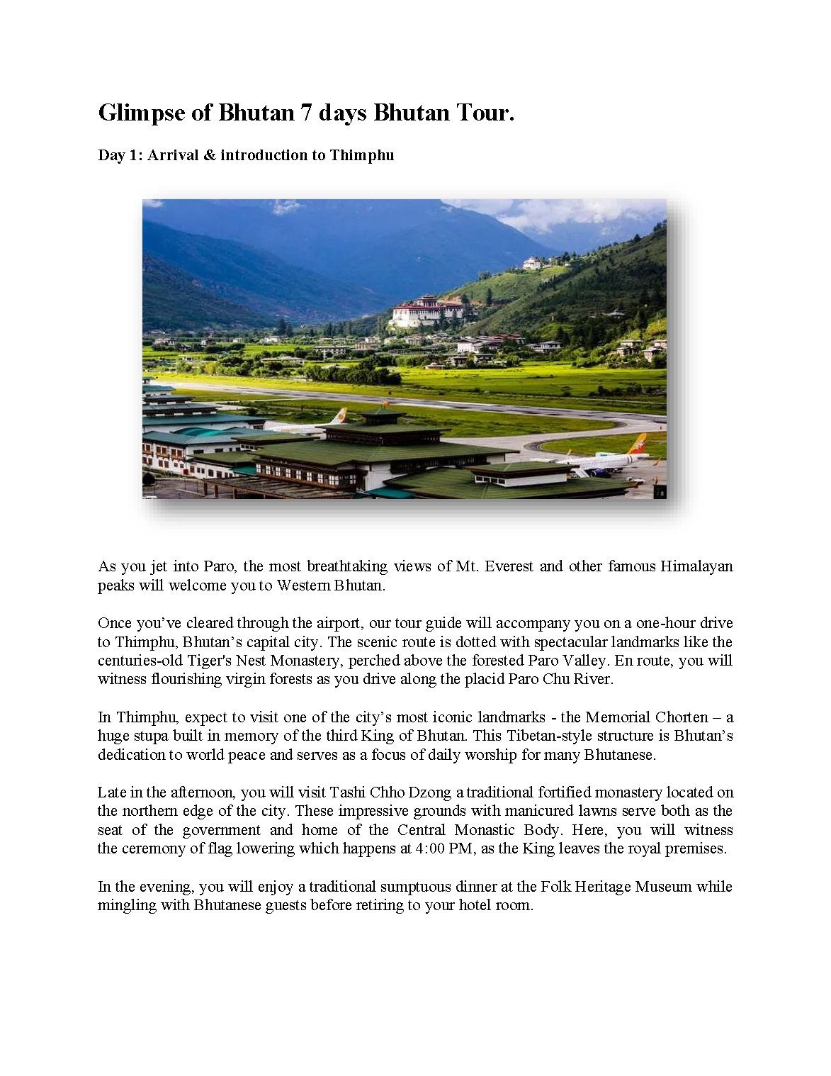 7 Days Bhutan Tour Package