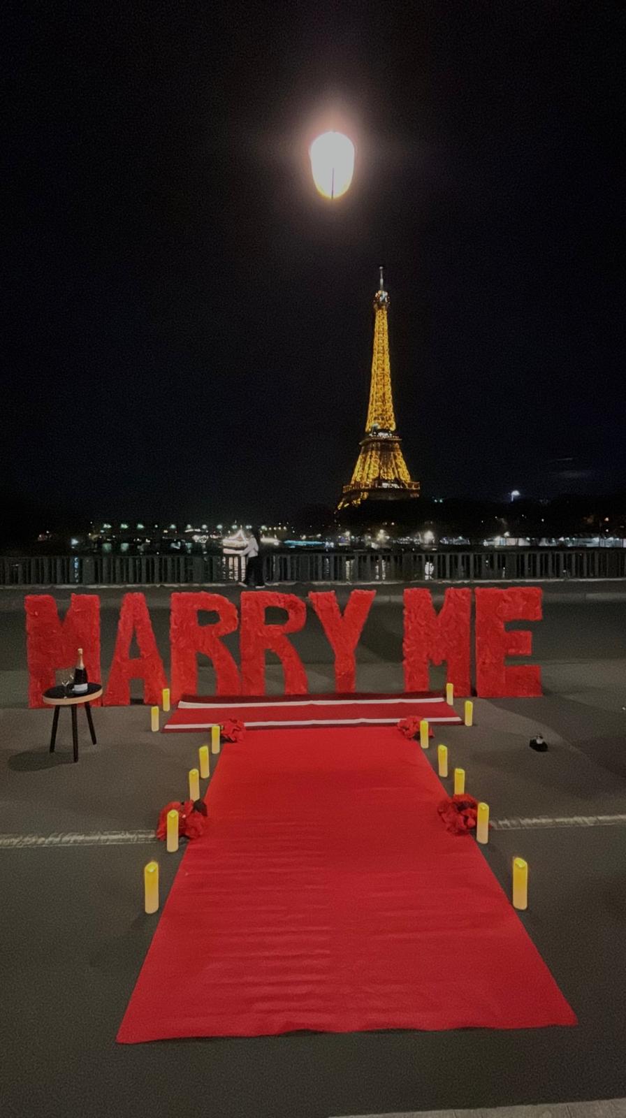Romantic Proposal Setup in Paris