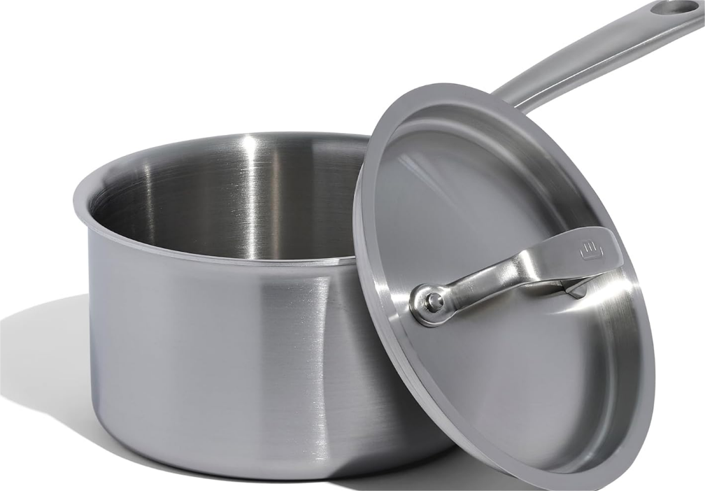 Cookware - 2 Quart Stainless Steel Saucepan with Lid - 5 Ply Stainless Clad Sauce Pan - Professional Cookware - Crafted in Italy - Induction Compatible