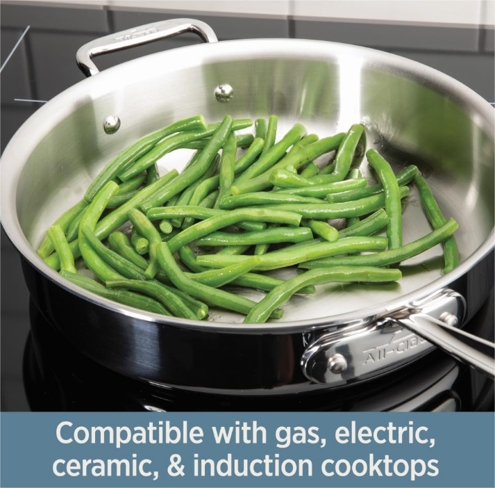 3-Ply Stainless Steel Sauce Pan 3 Quart Induction Oven Broiler Safe 600F Pots and Pans, Cookware Silver