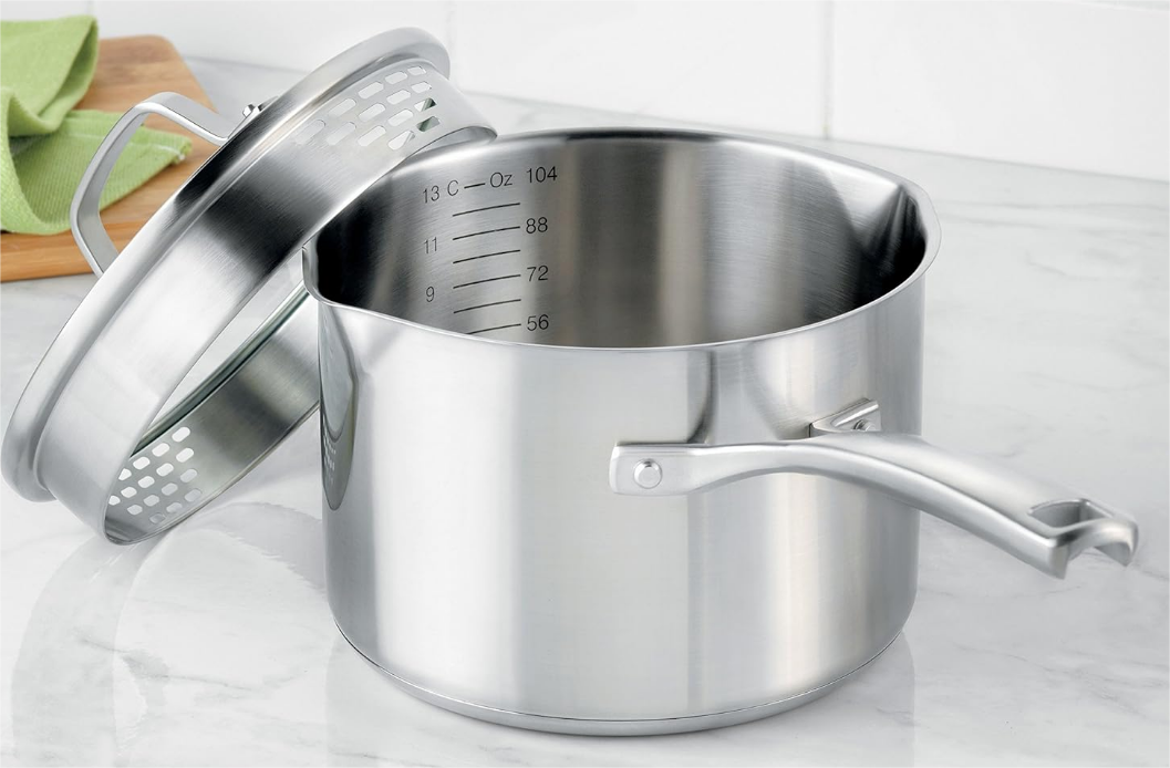  Classic 3.5 Quart Saucepan with Lid, Stainless Steel, Dishwasher Safe