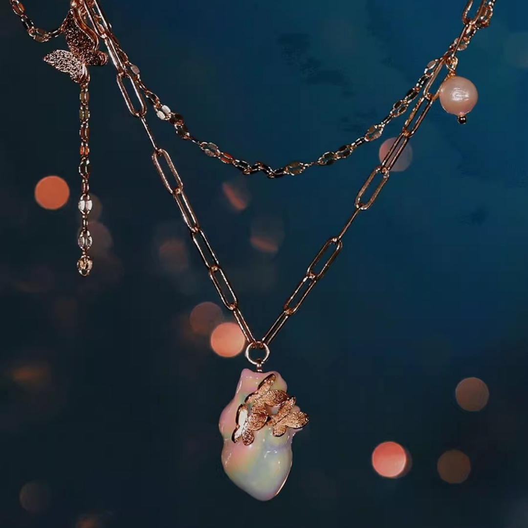 Handcrafted “My Heart” Baroque Pearl Ceramic Necklace 