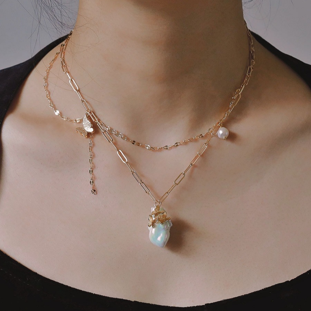 Handcrafted “My Heart” Baroque Pearl Ceramic Necklace 