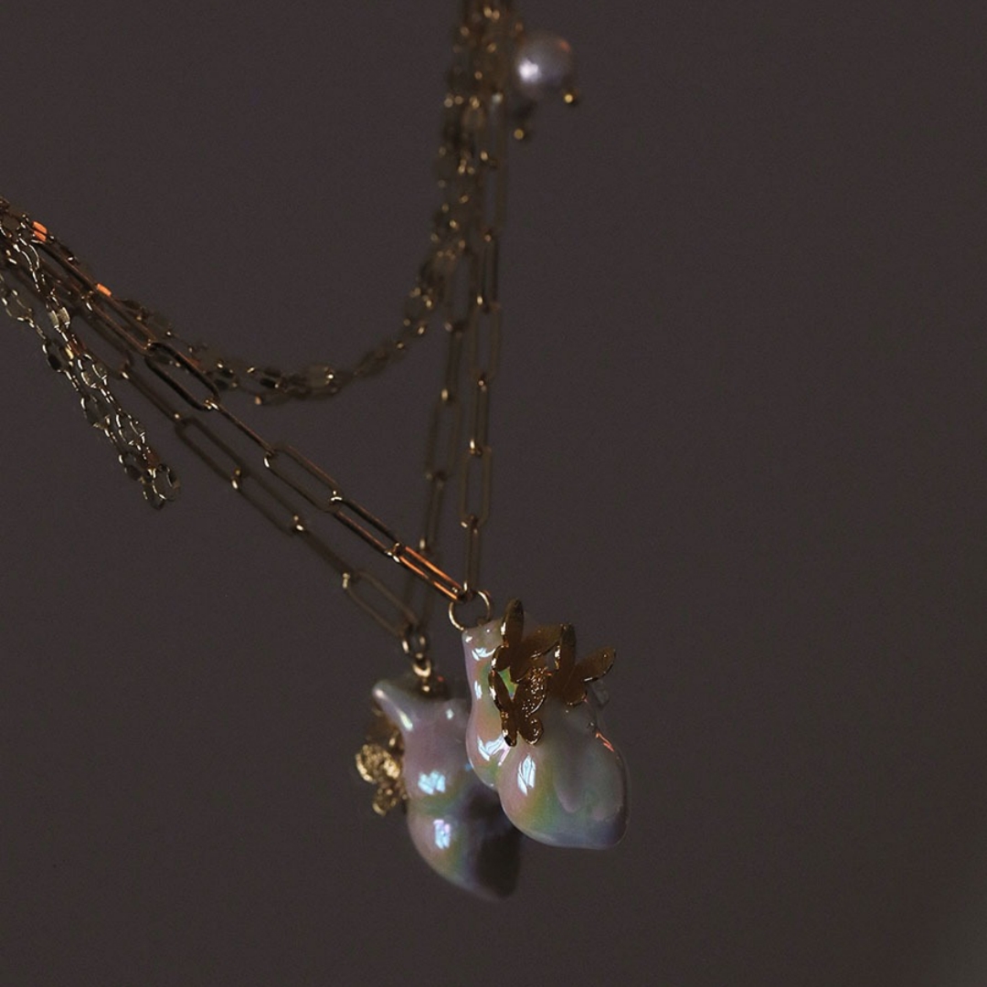 Handcrafted “My Heart” Baroque Pearl Ceramic Necklace 