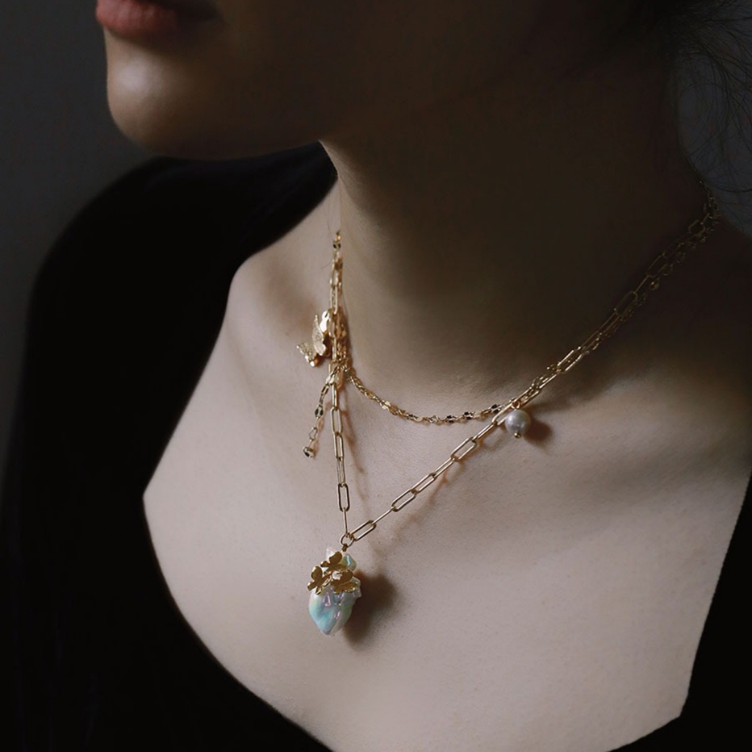 Handcrafted “My Heart” Baroque Pearl Ceramic Necklace 