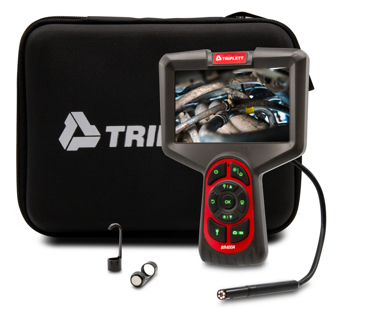 High-Definition Borescope with Dual 8.5mm Waterproof Cameras, 360° Rotating Camera and Display, 5M Cable – (BR400A)