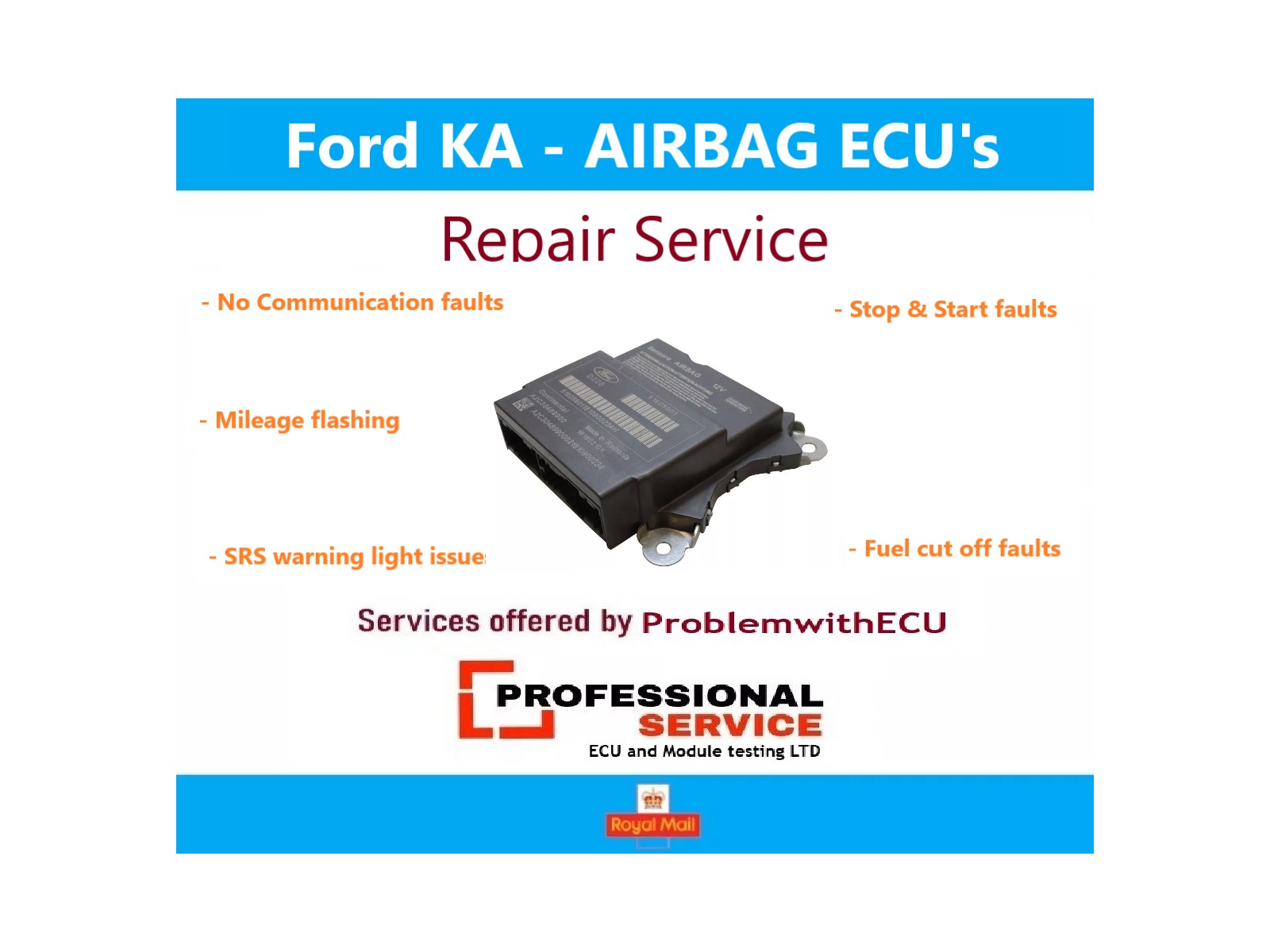 Crash Data Reset Service for Ford Ka Airbag ECU Module (Part No. 51925901)