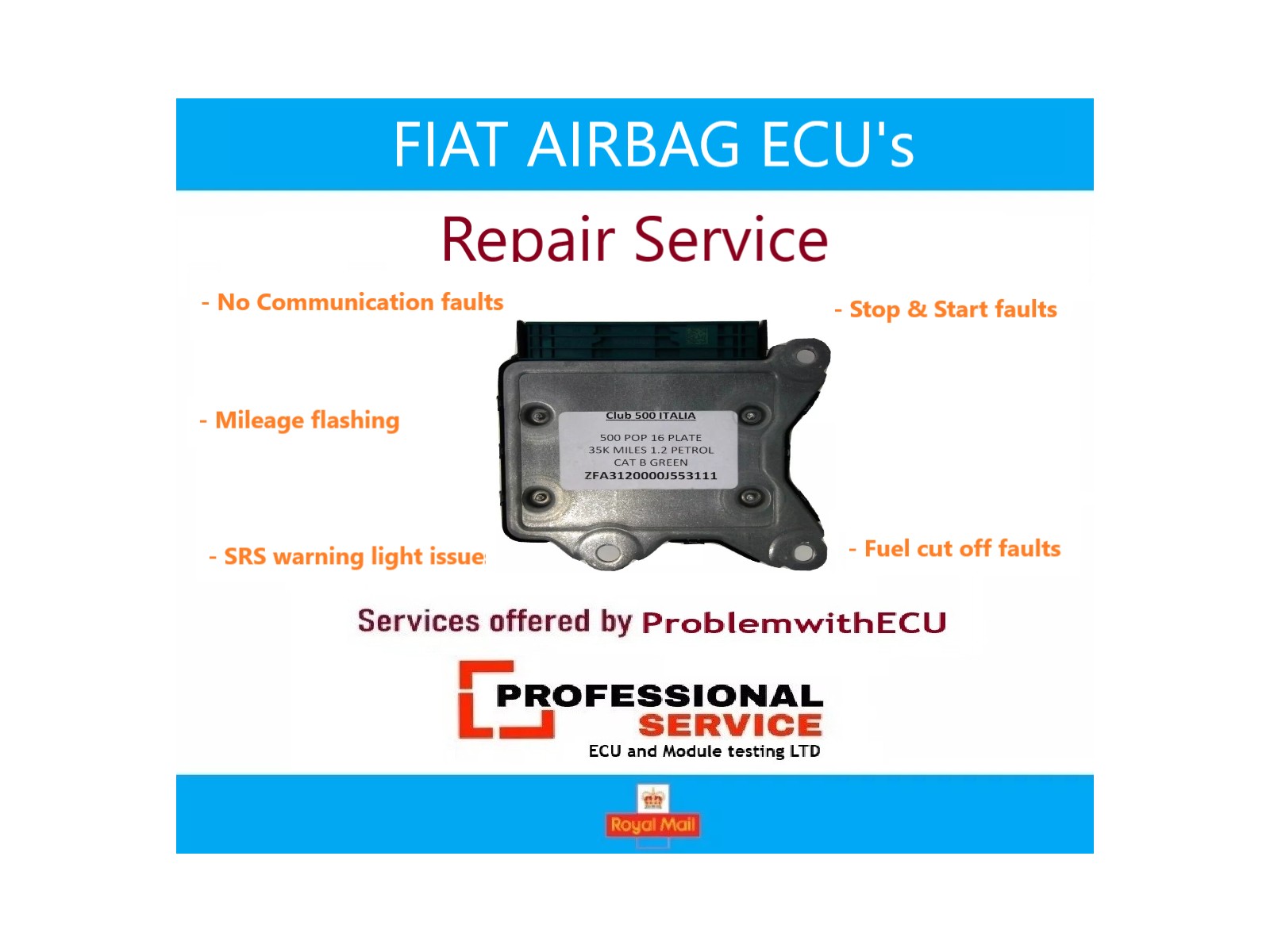 Repair Service for Fiat Airbag ECU (Part No. 51918197) – No Communication Fault