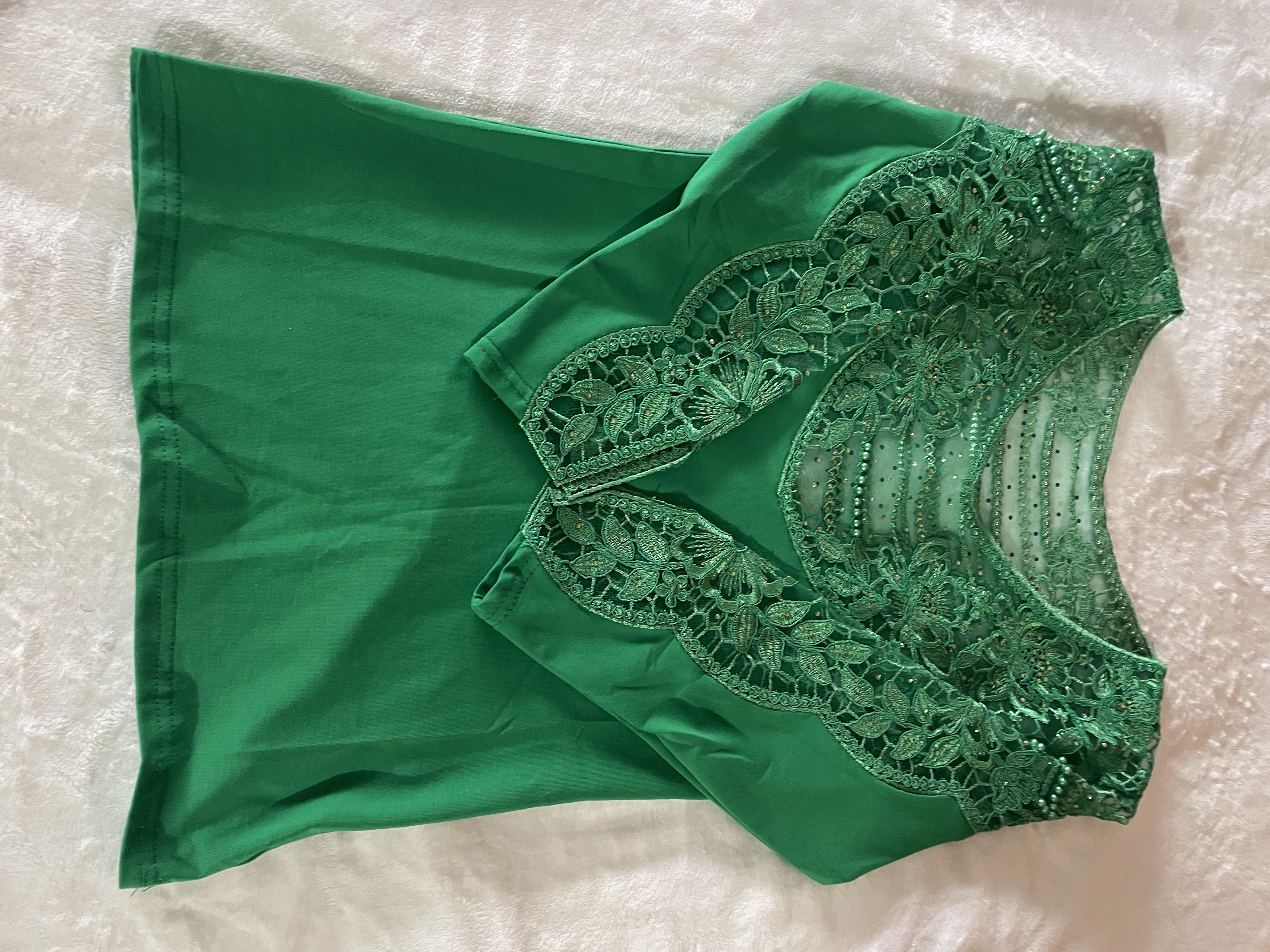 Body coton vert avec perle