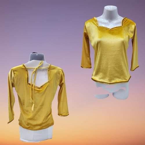 Body velours jaune moutarde