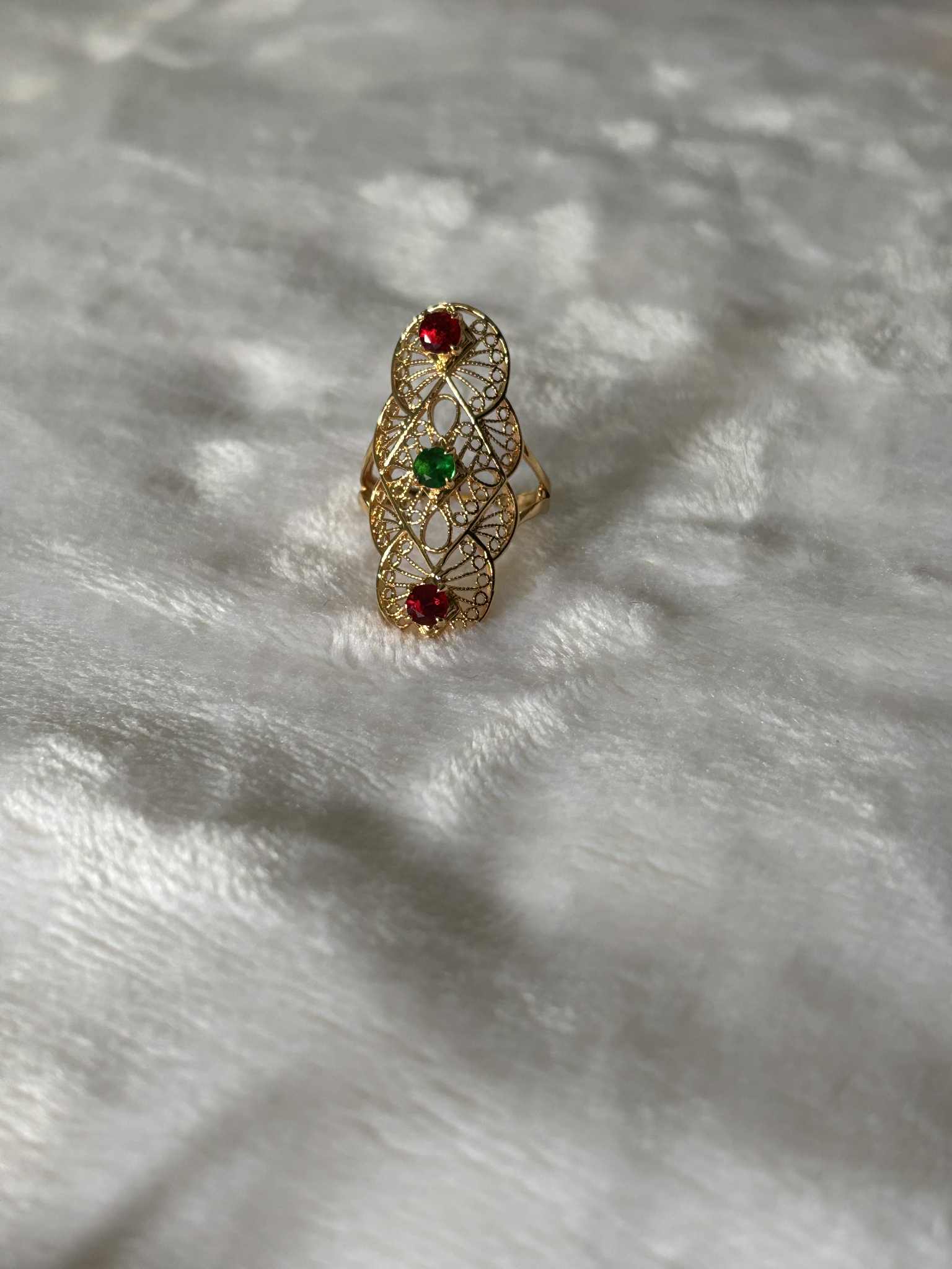 Bague diamant rouge et vert N12