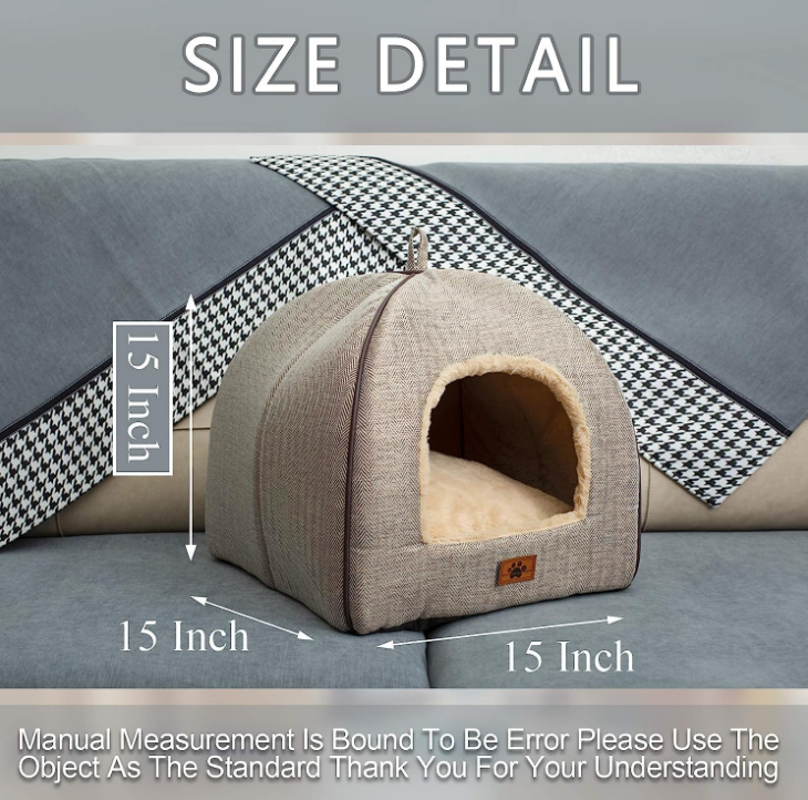 Cat Bed for Indoor Cats - Cat House Tent with Removable Washable Cushioned Pillow, Soft and Self Warming Kitten beds & Furniture, Pet Bed