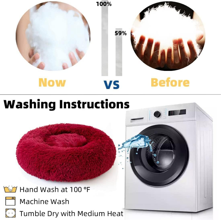 Cat Beds for Indoor Cats - Cat Bed Washable 20/24 inches, Dog Beds for Small Medium Dogs, Anti Anxiety Round Fluffy Plush Faux Fur Cat Bed,Thick Bottom Keep Pets Off The Cold Tile