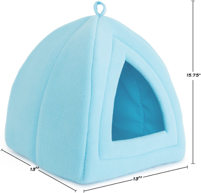 Cat House - Indoor Bed with Removable Foam Cushion - Pet Tent for Puppies, Rabbits, Guinea Pigs, Hedgehogs, and Other Small Animals by PETMAKER (Blue)