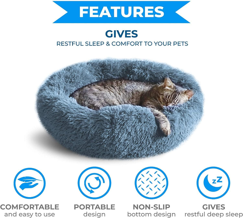 Cat Bed, Cat Beds for Indoor Cats Washable, Small Dog Bed Calming Pet Bed, Cat Beds & Furniture, Large Cat Bed, Kitty Kitten Bed