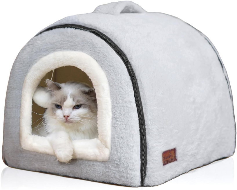 Cat Bed for Indoor Cats，Foldable cat cave，Anti-Slip & Water-Resistant Bottom，cat Houses for Indoor Cats or Small Dogs, Kitten Tent, Rabbit Bed，cat beds & Furniture