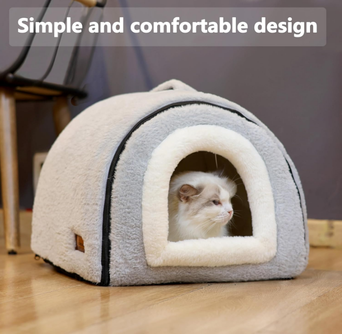 Cat Bed for Indoor Cats，Foldable cat cave，Anti-Slip & Water-Resistant Bottom，cat Houses for Indoor Cats or Small Dogs, Kitten Tent, Rabbit Bed，cat beds & Furniture