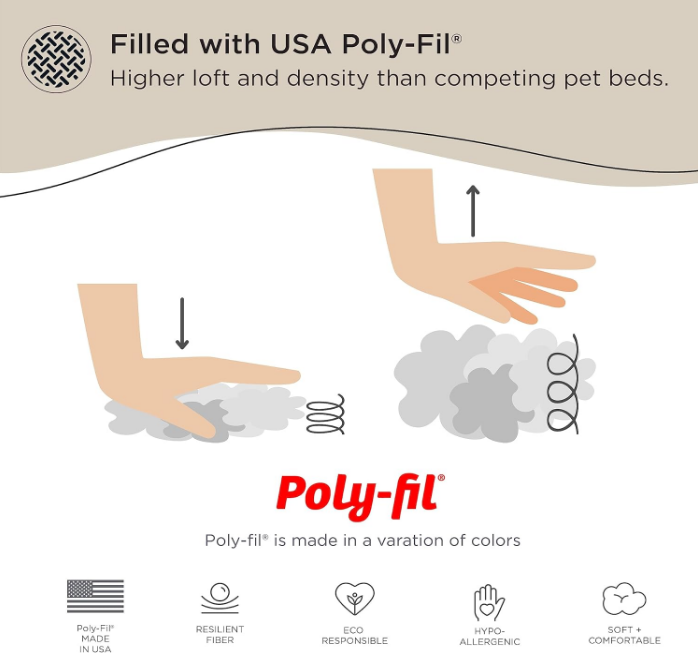 The Original Calming Donut Cat and Dog Bed in Shag Fur Taupe, Small 23"