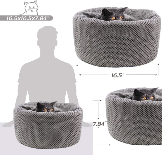 Large Cat Beds Warm Covered Cat Beds for Indoor Outdoor Cats Kittens,Soft Enclosed Washable Round Pet Cat Cave Bed for Cats or Small Dog,Calming Cat Bed,16.5''x16.5''x7.48''