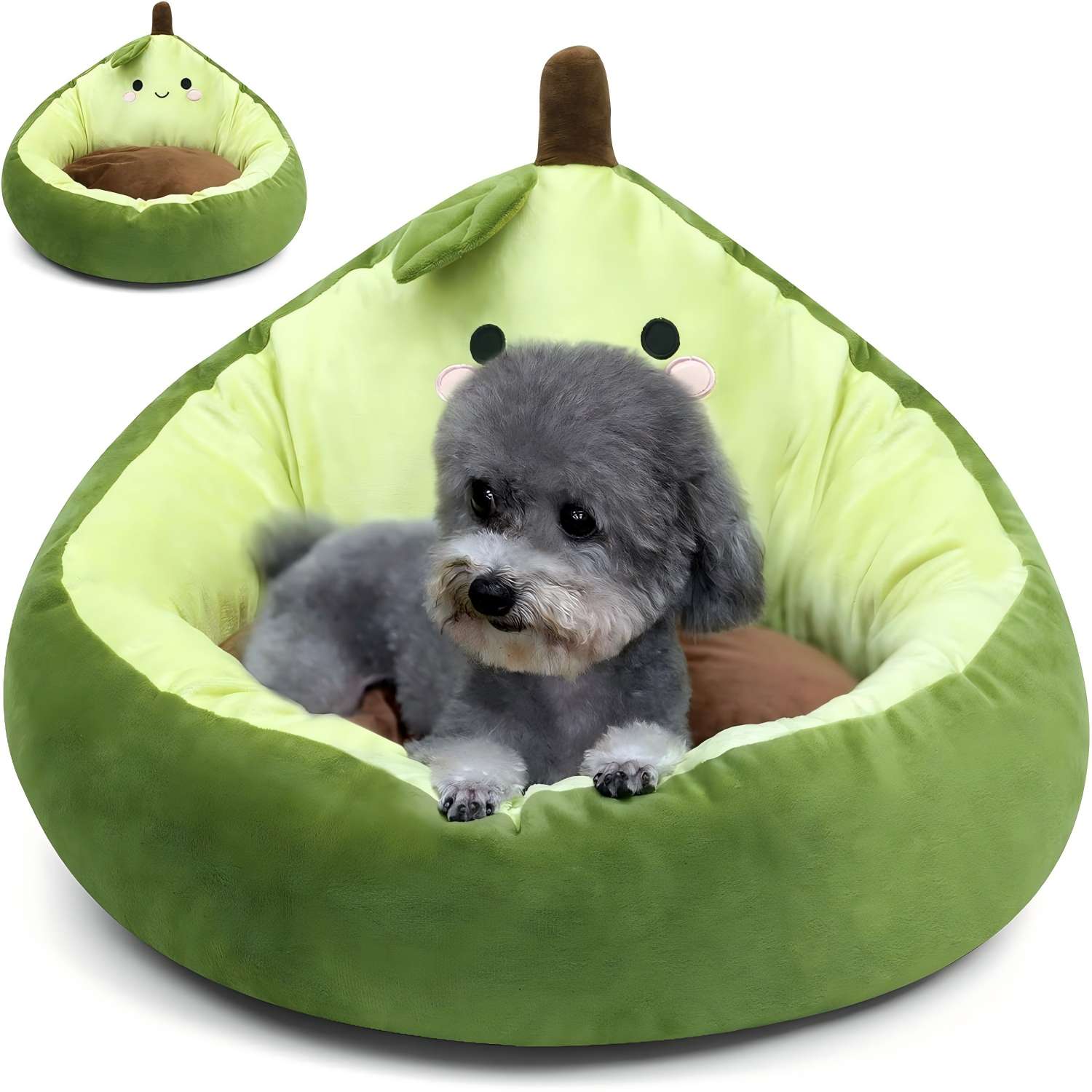Pet Bed, Avocado Small Dog Bed & Cat Bed, Ultrasoft Cute Dog Bed, Calming Pet Bed for Small Dog & Cat, Non-Slip Bottom, Washable Round Plush Pet Bed for Puppy Kitty, 20.5"x 20.5"x 14"