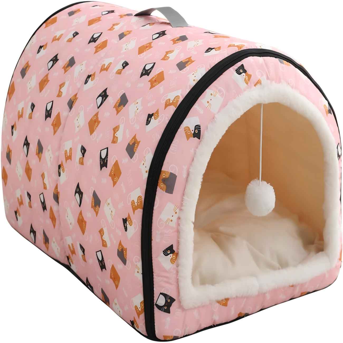 Pink house simple and generous cute plush cat nest - a warm little home for cats
