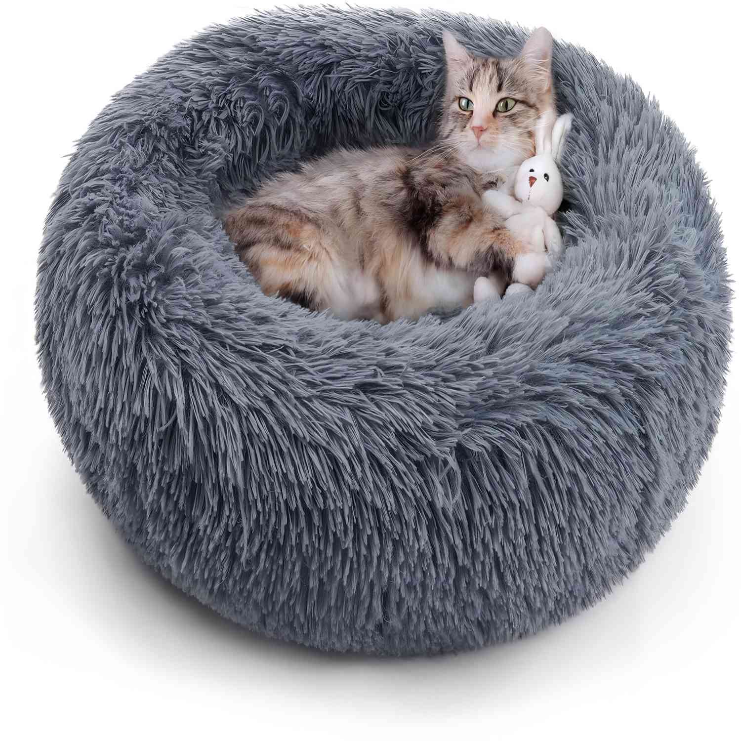 Dark grey open-air simple plush sofa Cat's nest - a comfortable and relaxing corner for cats