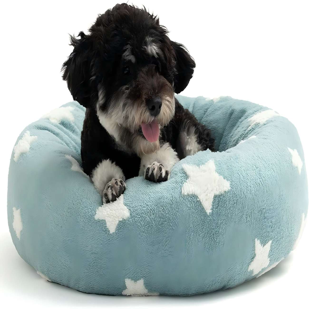 Light Modal Blue stars decorated with simple plush small kennel - a warm and comfortable pet world