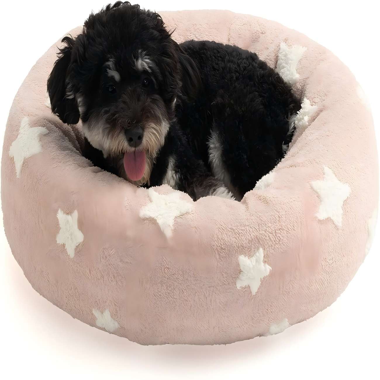 Light pink stars decorated simple plush small kennel - a warm and comfortable pet rest place