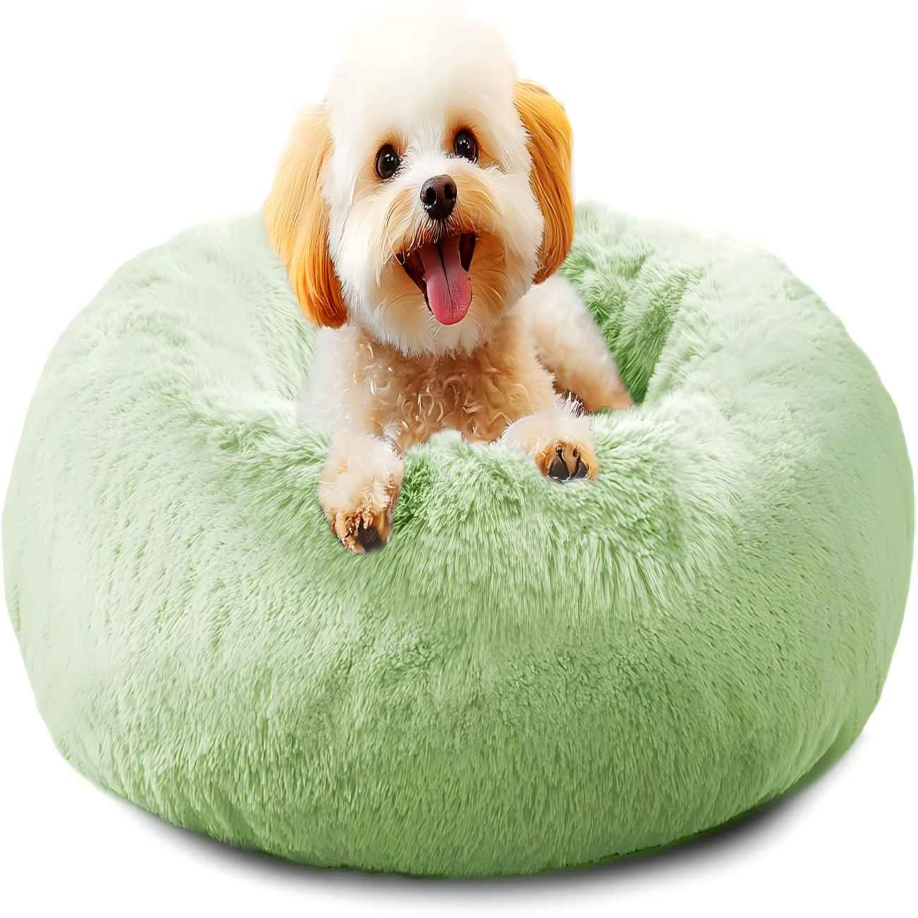 Dog Beds, Calming Small Dog Bed, Anti-Anxiety Dog Bed for Small Dogs, Fluffy Donut Dog Bed, Cozy Dog Cat Cushion Bed for Small Medium Dogs (24")