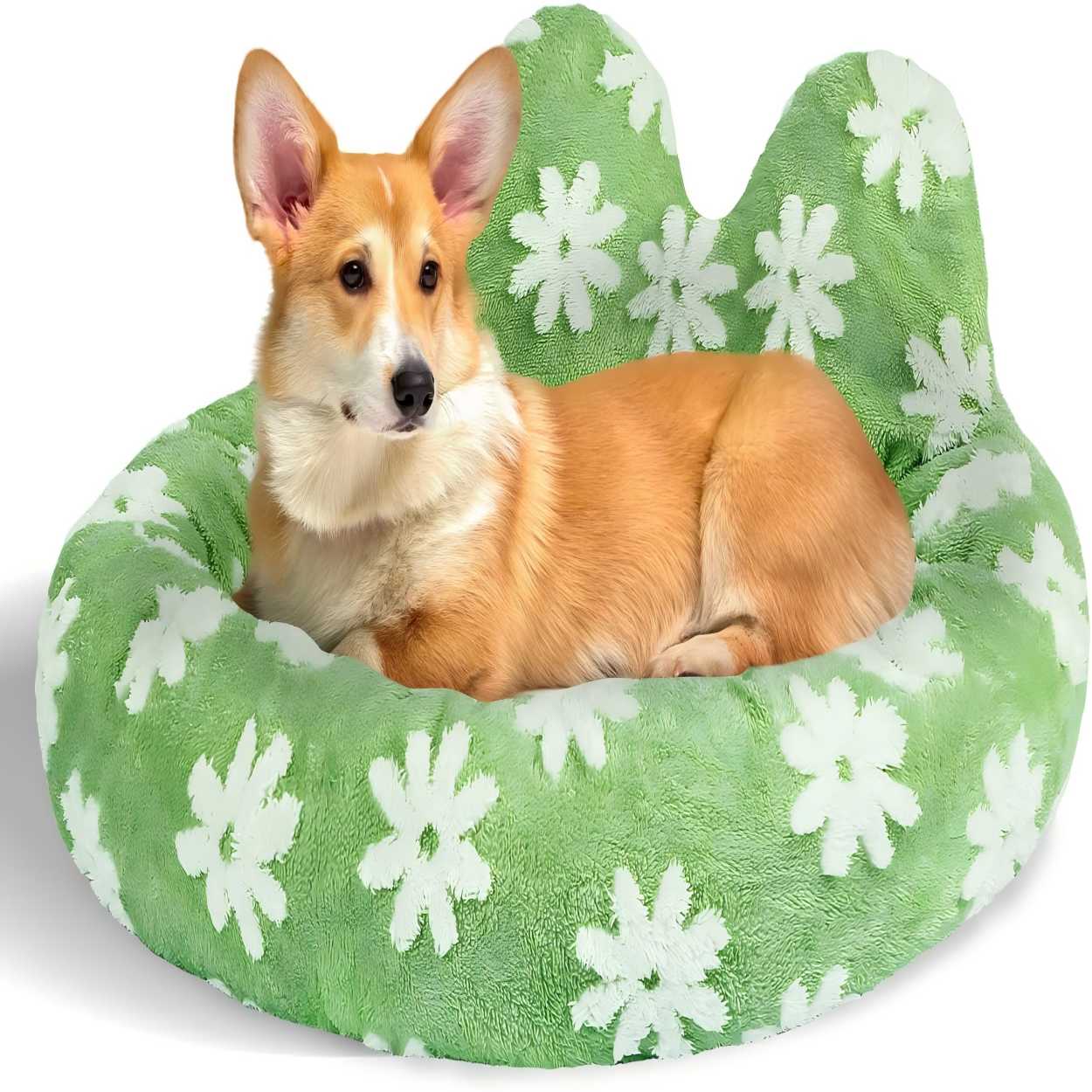 Light green white flower shaped hill shape small kennel - comfortable natural pet rest