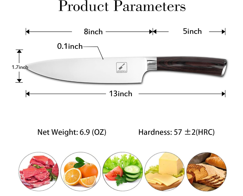 Japanese Chef Knife - Sharp Kitchen Knife 8 Inch Chef's Knives HC Steel Paring Knife, Unique Gifts for Men and Women, Gifts for Mom or Dad, Kitchen Gadgets with Premium Gift Box