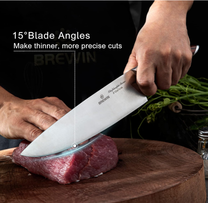 Knife Set 5 PCS with Elegant Red Pakkawood Handle Ergonomic Design,Professional Ultra Sharp Kitchen Knives for Cooking High Carbon Stainless Steel