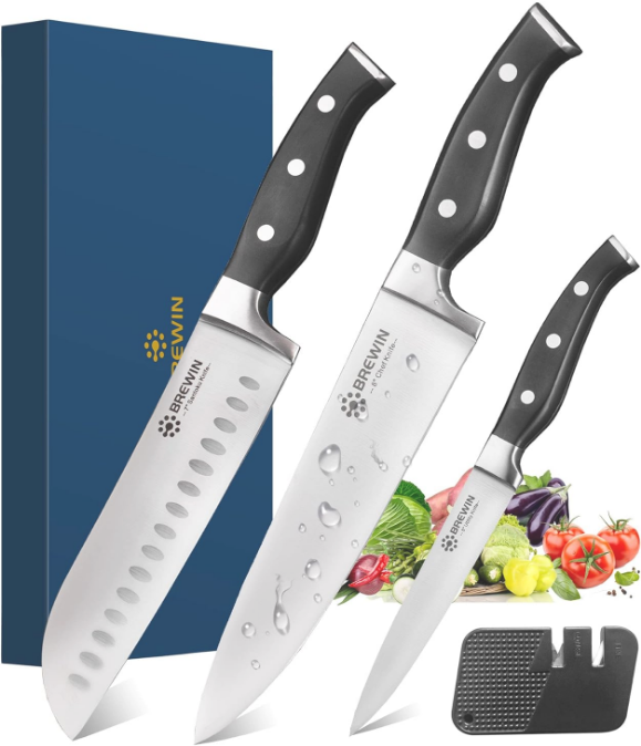 Kitchen Knives, 3PC Chef Knife Set Sharp Knives Carving Sets for Kitchen High Carbon Stainless Steel, Japanese Cooking Knife with Gift Box