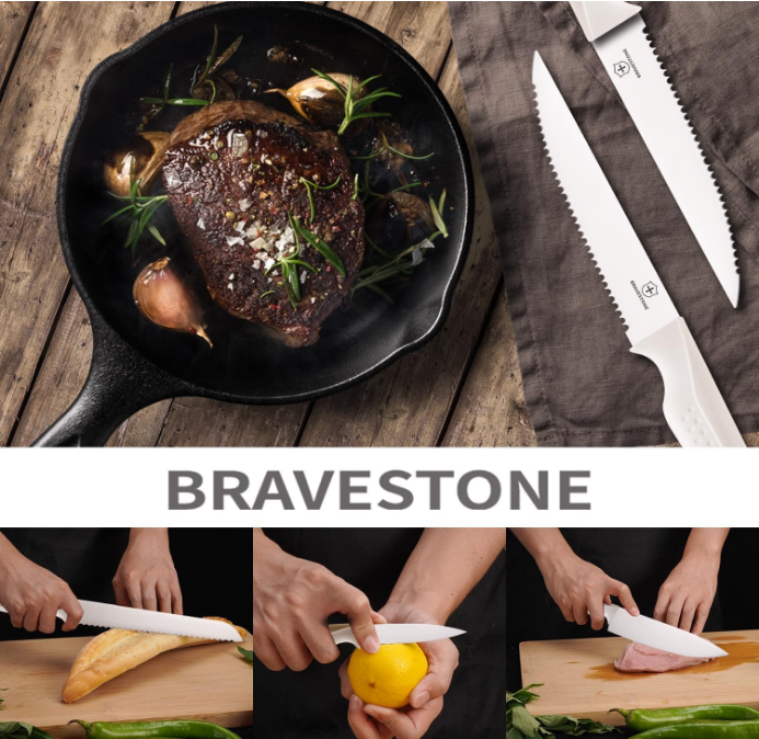 Knife Sets for Kitchen with Block, 15 Pcs Kitchen Knife Set with Block Self Sharpening, Dishwasher Safe, Anti-slip handle, White