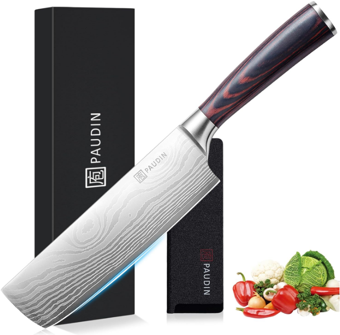 7" Razor Sharp Meat Cleaver and Vegetable Kitchen Knife, High Carbon Stainless Steel, Multipurpose Asian Chef Knife for Home and Kitchen with Ergonomic Handle