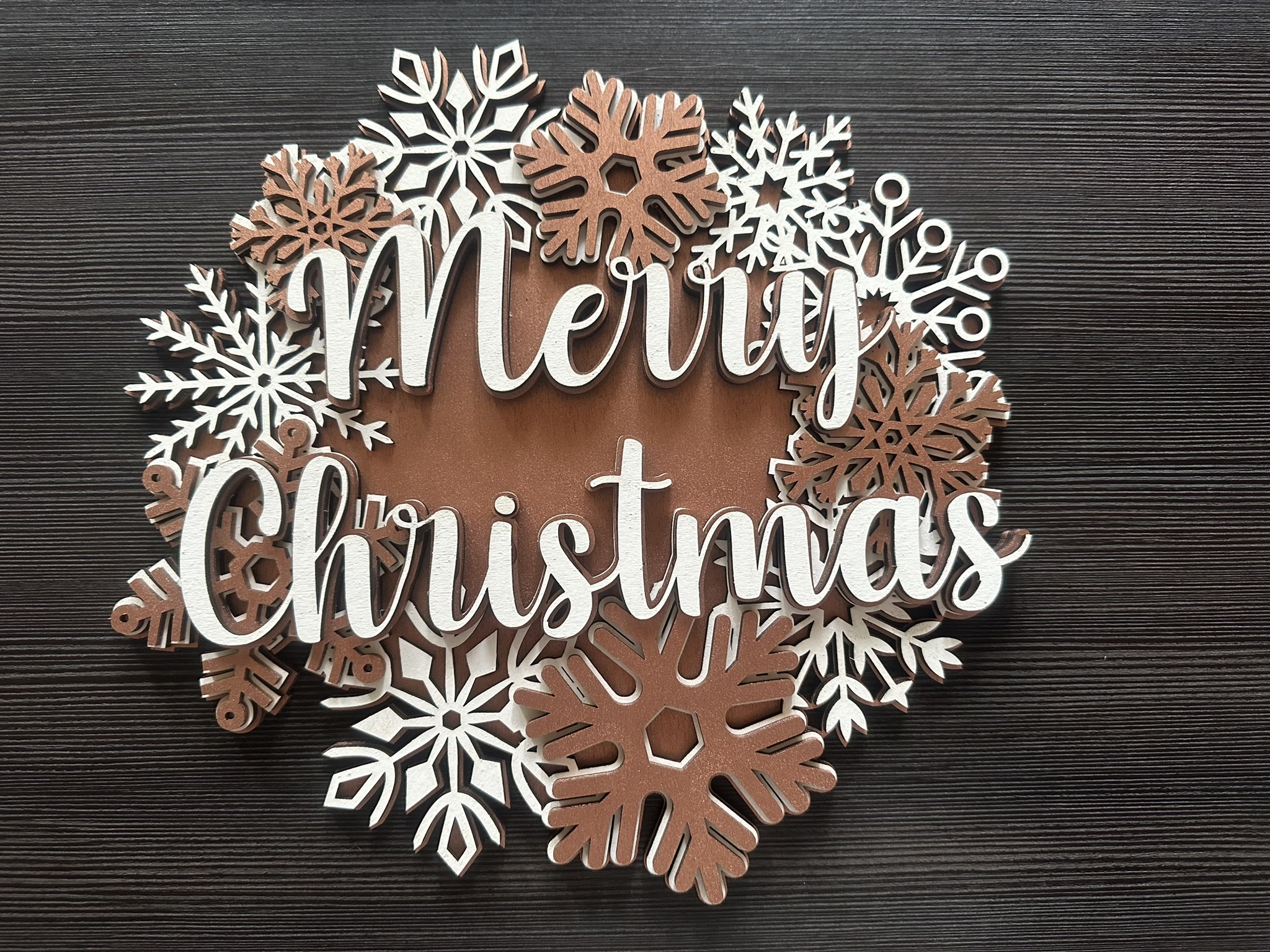 3D Weihnachtsdekoration Weiß / Rosa Gold 01